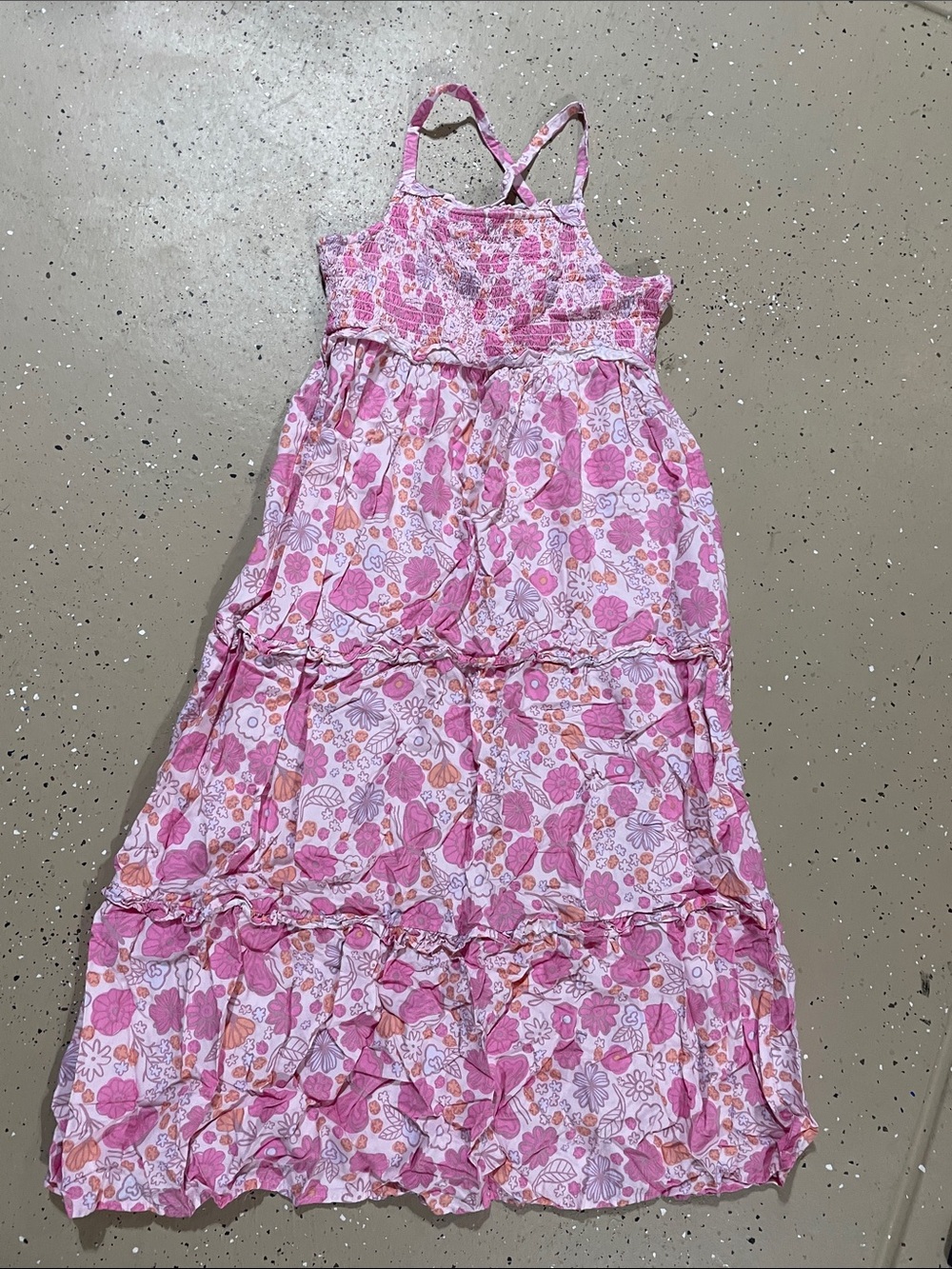 Girls Cat & Jack Pink Floral Tiered Maxi Dress